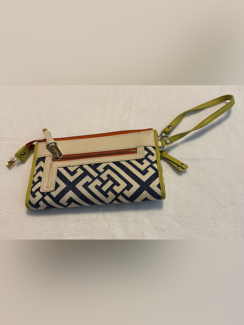 Spartina 449 Blue White Canvas Wristlet Wallet Clutch Nautical Coastal - Picture 5 of 6